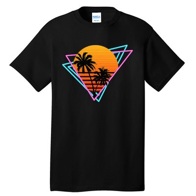 80s Retro Palm Tree Sunset Nostalgic Vintage Sunset Tall T-Shirt