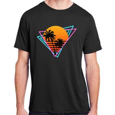 80s Retro Palm Tree Sunset Nostalgic Vintage Sunset Adult ChromaSoft Performance T-Shirt