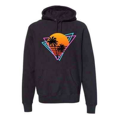 80s Retro Palm Tree Sunset Nostalgic Vintage Sunset Premium Hoodie