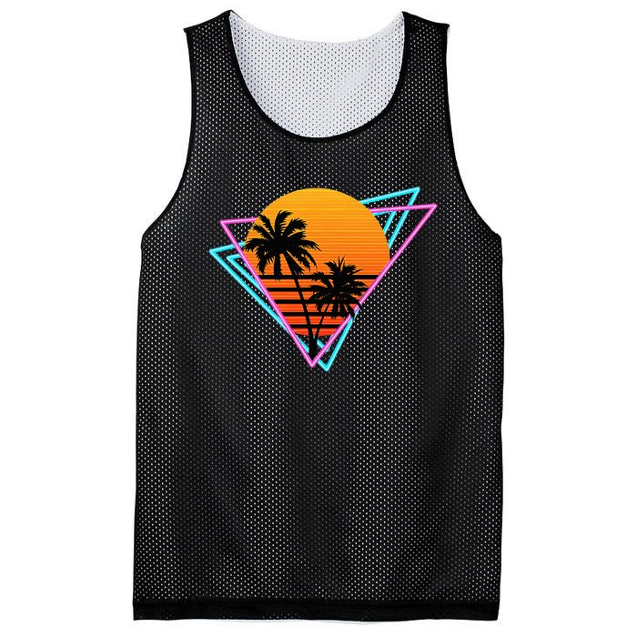 80s Retro Palm Tree Sunset Nostalgic Vintage Sunset Mesh Reversible Basketball Jersey Tank