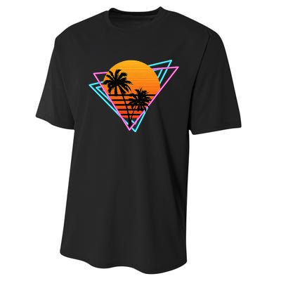 80s Retro Palm Tree Sunset Nostalgic Vintage Sunset Performance Sprint T-Shirt