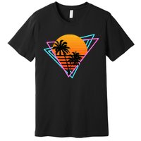 80s Retro Palm Tree Sunset Nostalgic Vintage Sunset Premium T-Shirt