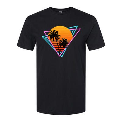 80s Retro Palm Tree Sunset Nostalgic Vintage Sunset Softstyle CVC T-Shirt