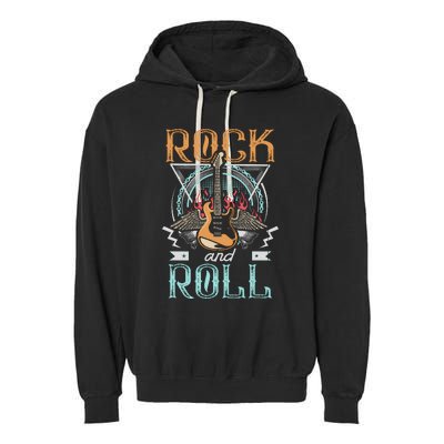 80s Rock & Roll Music Guitar Wings Garment-Dyed Fleece Hoodie