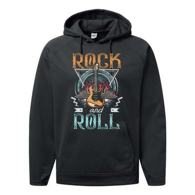 80s Rock & Roll Music Guitar Wings Performance Fleece Hoodie