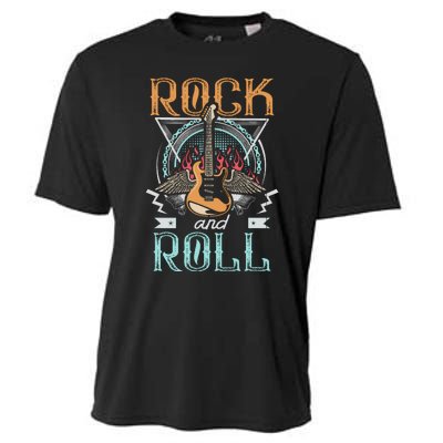 80s Rock & Roll Music Guitar Wings Cooling Performance Crew T-Shirt