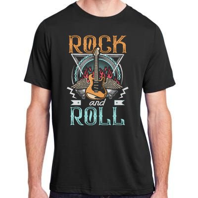 80s Rock & Roll Music Guitar Wings Adult ChromaSoft Performance T-Shirt