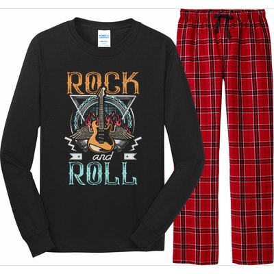 80s Rock & Roll Music Guitar Wings Long Sleeve Pajama Set