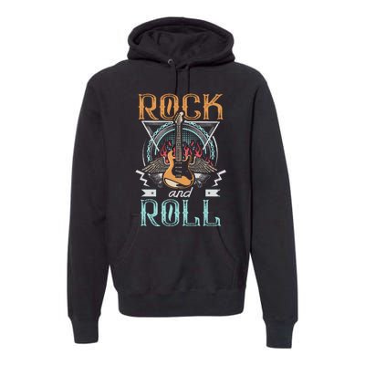 80s Rock & Roll Music Guitar Wings Premium Hoodie