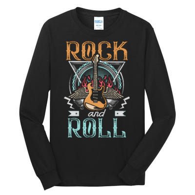 80s Rock & Roll Music Guitar Wings Tall Long Sleeve T-Shirt