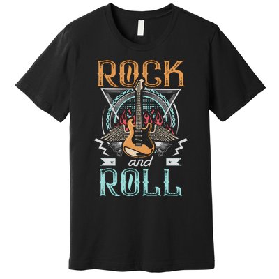 80s Rock & Roll Music Guitar Wings Premium T-Shirt