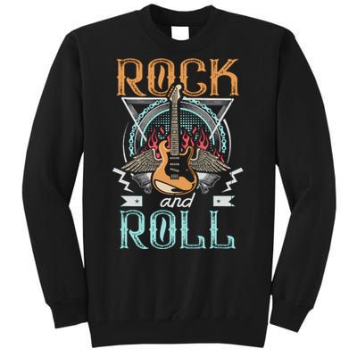 80s Rock & Roll Music Guitar Wings Tall Sweatshirt