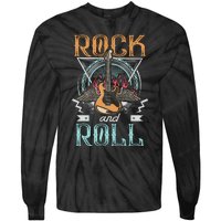 80s Rock & Roll Music Guitar Wings Tie-Dye Long Sleeve Shirt