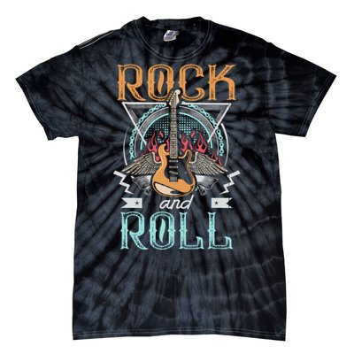 80s Rock & Roll Music Guitar Wings Tie-Dye T-Shirt