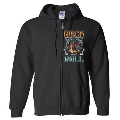 80s Rock & Roll Music Guitar Wings Full Zip Hoodie