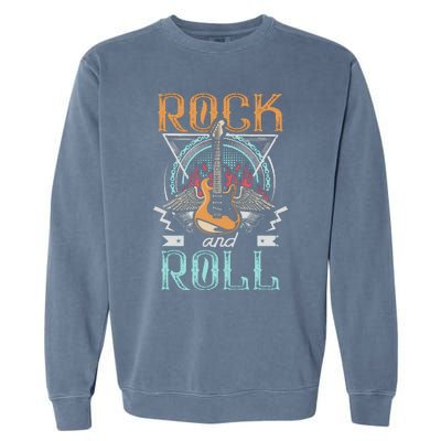 80s Rock & Roll Music Guitar Wings Garment-Dyed Sweatshirt