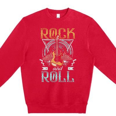 80s Rock & Roll Music Guitar Wings Premium Crewneck Sweatshirt