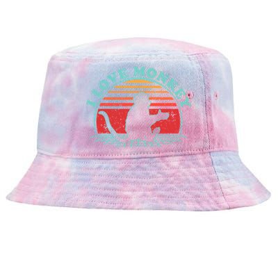 80s Retro Vintage Style Funny Gift Monkey Lover I Love Monkey Cute Gift Tie-Dyed Bucket Hat