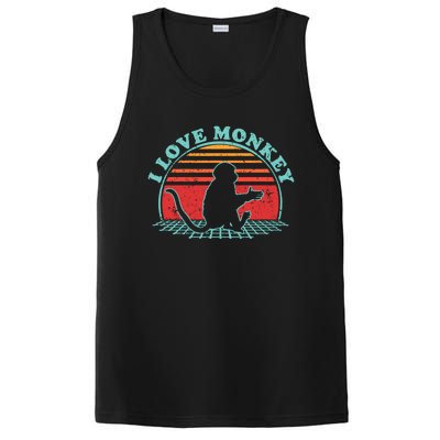 80s Retro Vintage Style Funny Gift Monkey Lover I Love Monkey Gift PosiCharge Competitor Tank