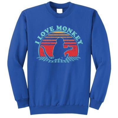 80s Retro Vintage Style Funny Gift Monkey Lover I Love Monkey Gift Sweatshirt