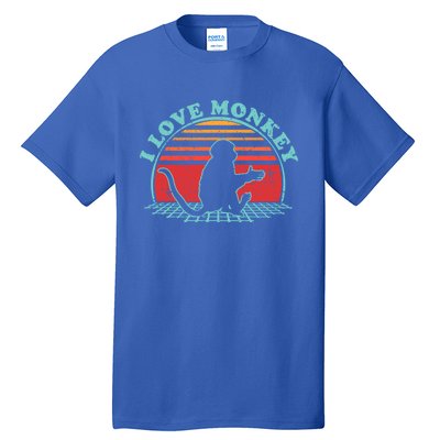 80s Retro Vintage Style Funny Gift Monkey Lover I Love Monkey Gift Tall T-Shirt