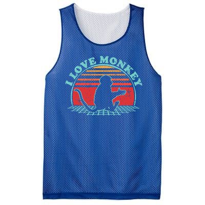 80s Retro Vintage Style Funny Gift Monkey Lover I Love Monkey Gift Mesh Reversible Basketball Jersey Tank