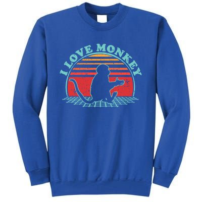 80s Retro Vintage Style Funny Gift Monkey Lover I Love Monkey Gift Tall Sweatshirt