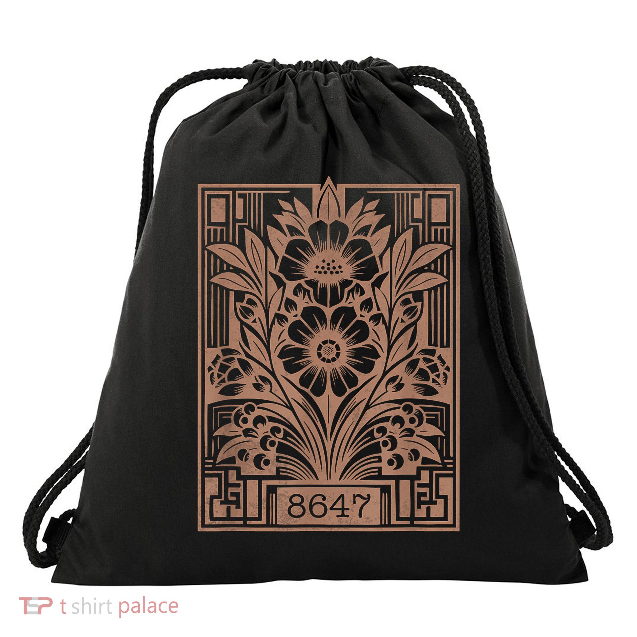 8647 Subtle Anti Trump Anti Maga 86 47 Floral Boho Style Drawstring Bag