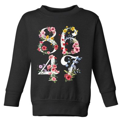 8647 Subtle Anti 45 47 Funny 86 47 Floral Boho Feminist Toddler Sweatshirt