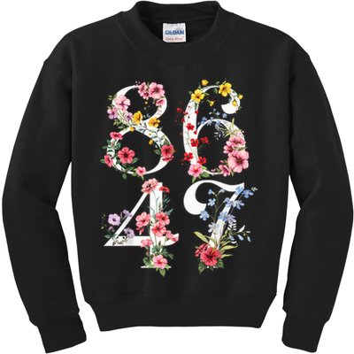 8647 Subtle Anti 45 47 Funny 86 47 Floral Boho Feminist Kids Sweatshirt