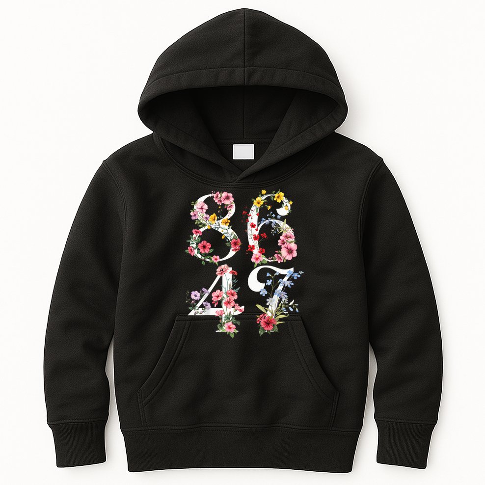 8647 Subtle Anti 45 47 Funny 86 47 Floral Boho Feminist Kids Hoodie