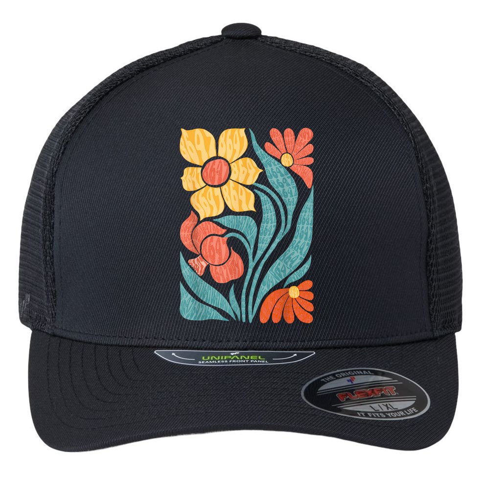 8647 Subtle Anti Trump Floral Boho Flexfit Unipanel Trucker Cap