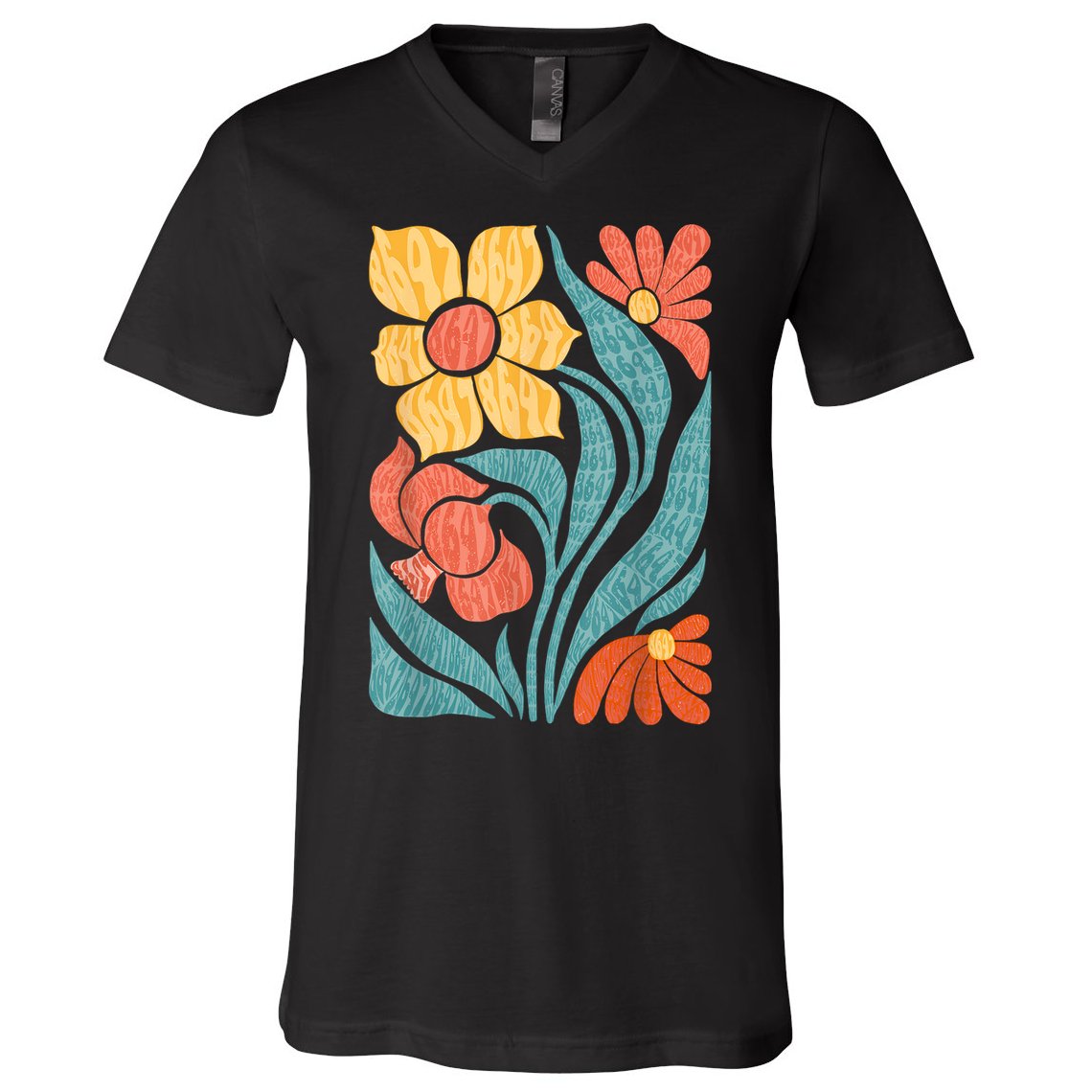 8647 Subtle Anti Trump Floral Boho V-Neck T-Shirt