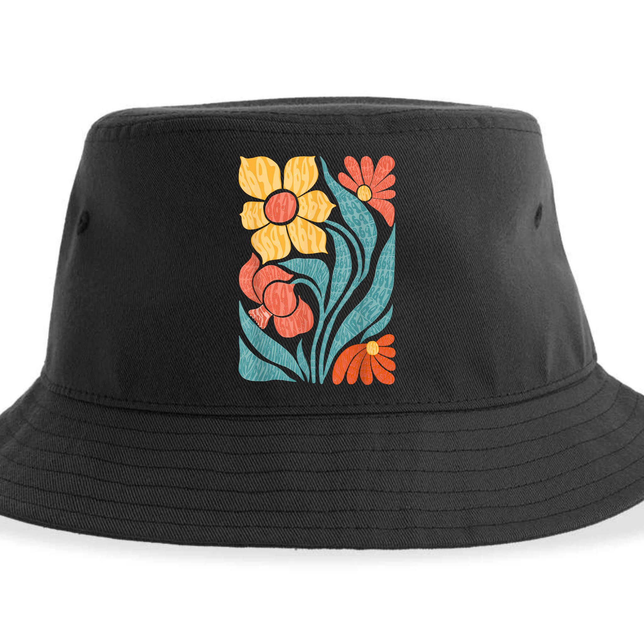 8647 Subtle Anti Trump Floral Boho Sustainable Bucket Hat