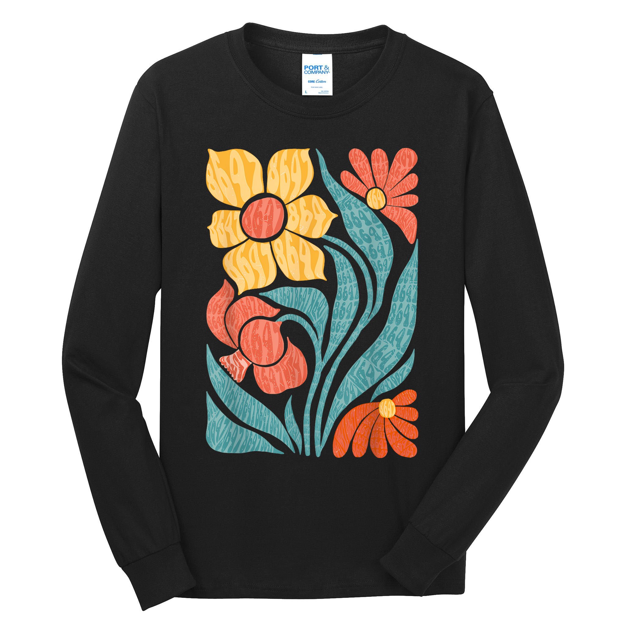 8647 Subtle Anti Trump Floral Boho Tall Long Sleeve T-Shirt