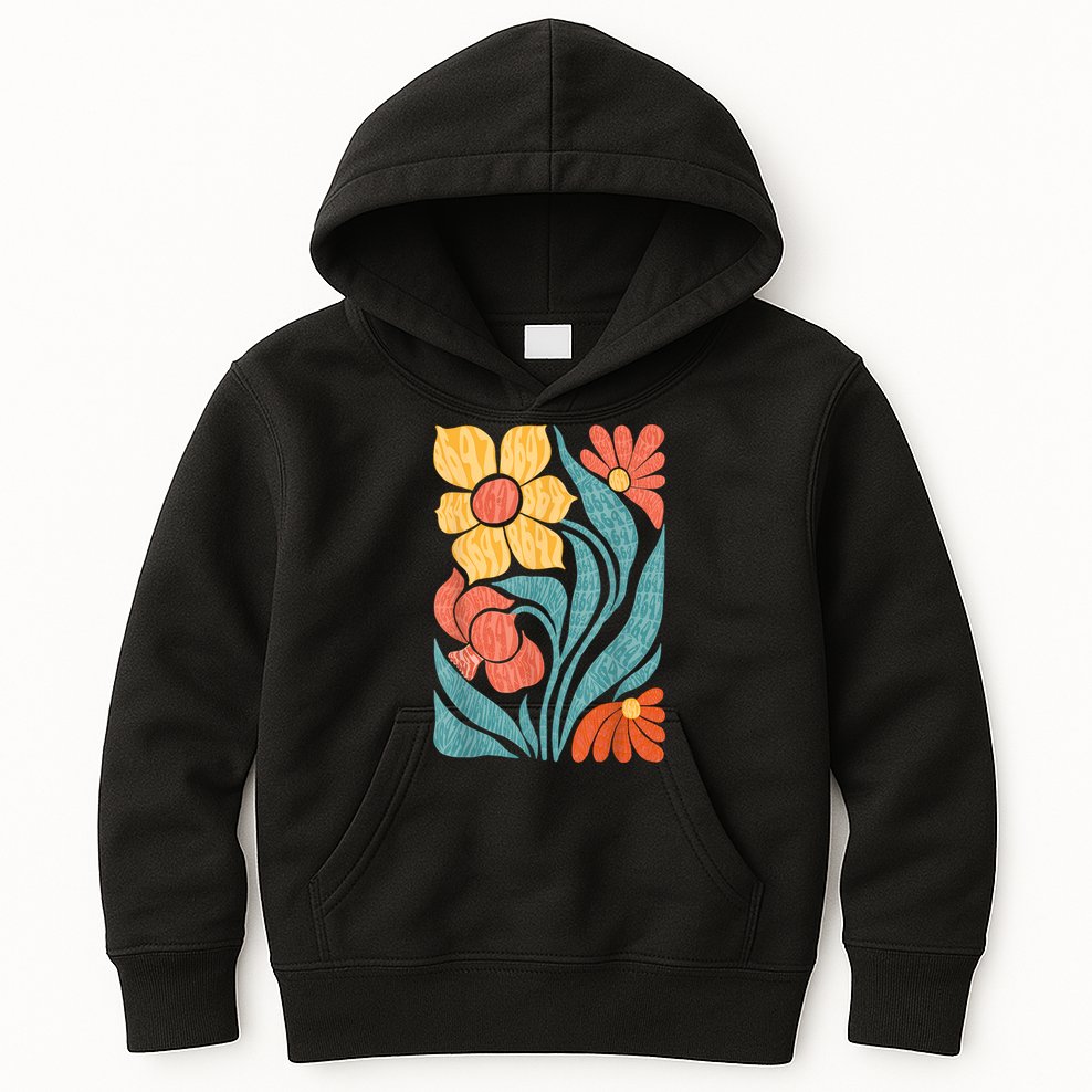 8647 Subtle Anti Trump Floral Boho Kids Hoodie