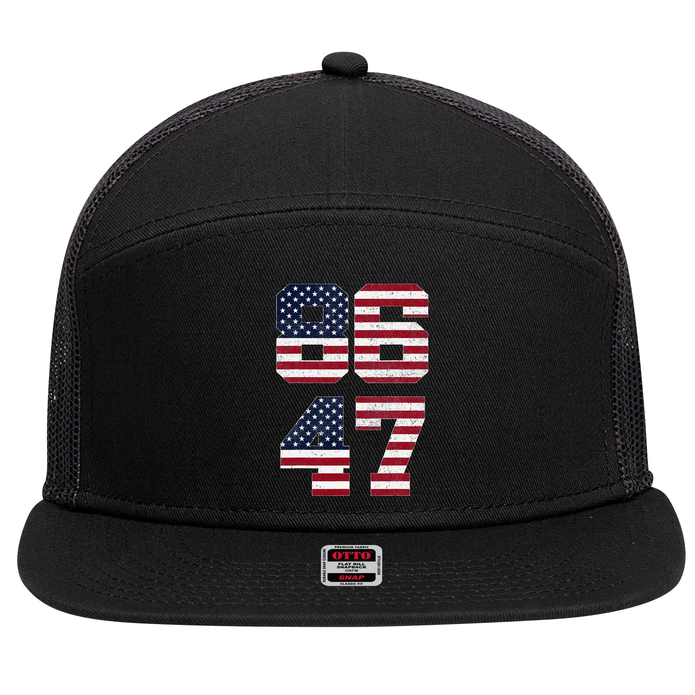 8647 Subtle Anti Funy 86 47 Retro America Flag 7 Panel Mesh Trucker Snapback Hat