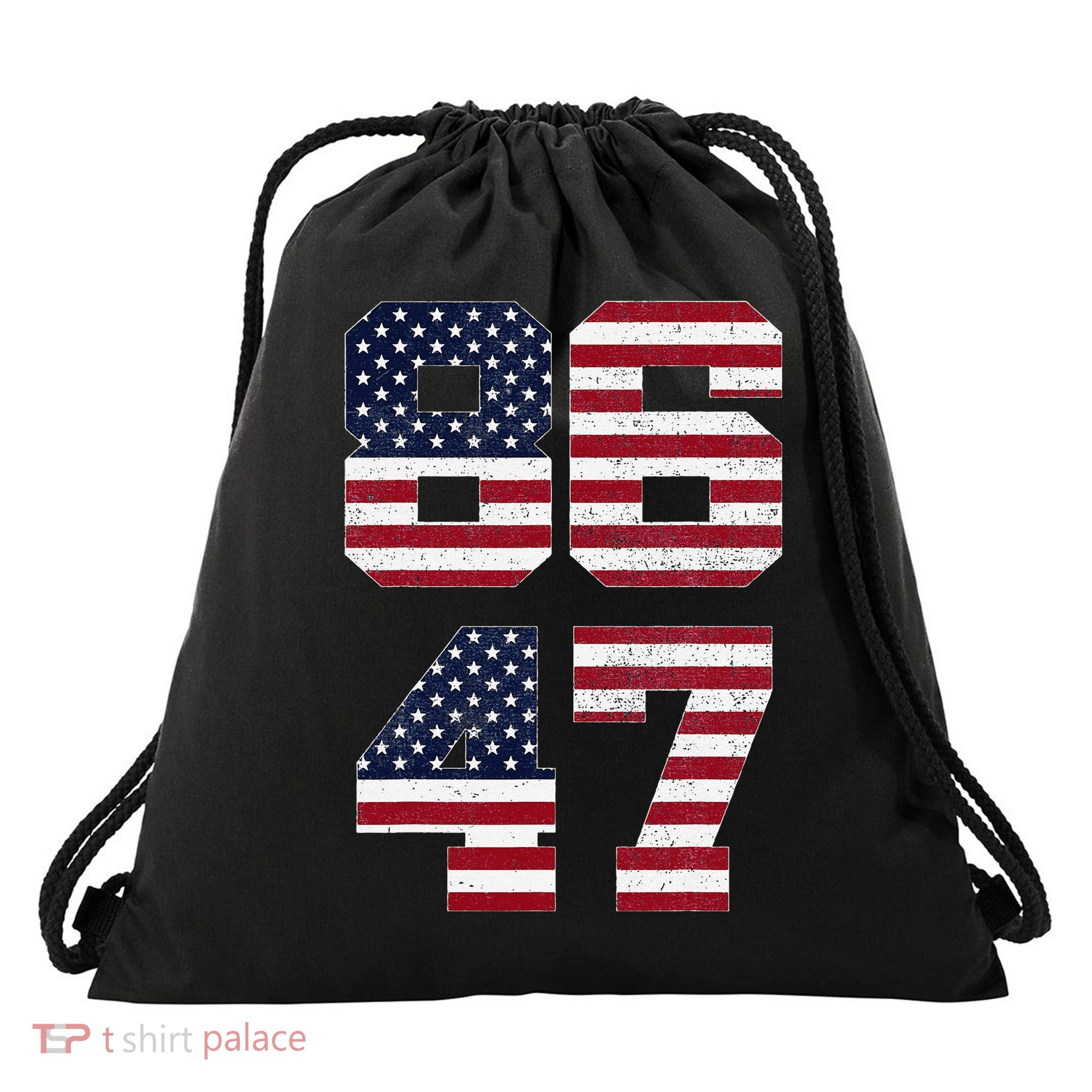 8647 Subtle Anti Funy 86 47 Retro America Flag Drawstring Bag