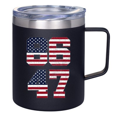 8647 Subtle Anti Funy 86 47 Retro America Flag 12oz Stainless Steel Coffee Mug