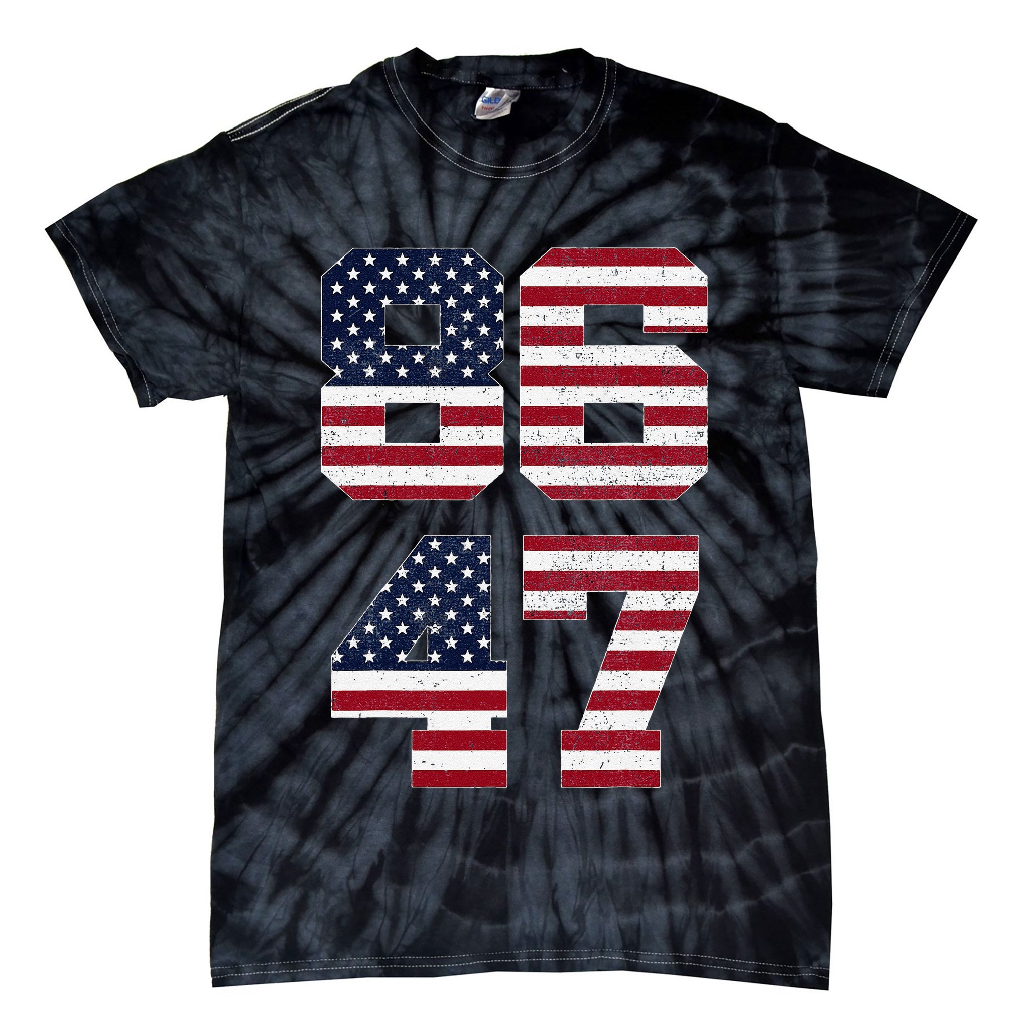 8647 Subtle Anti Funy 86 47 Retro America Flag Tie-Dye T-Shirt
