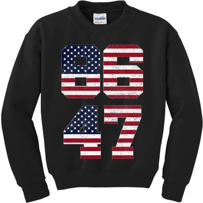 8647 Subtle Anti Funy 86 47 Retro America Flag Kids Sweatshirt