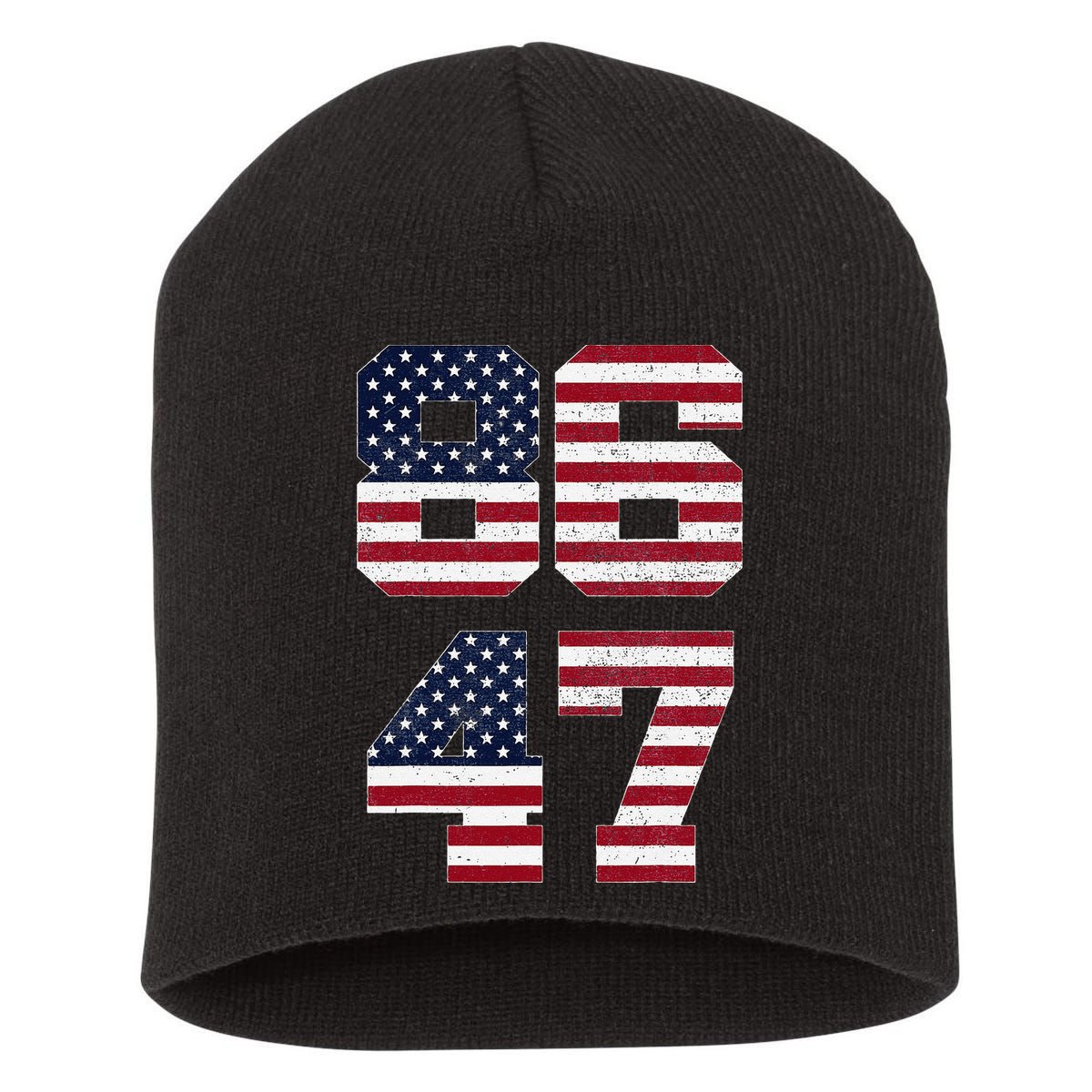8647 Subtle Anti Funy 86 47 Retro America Flag Short Acrylic Beanie