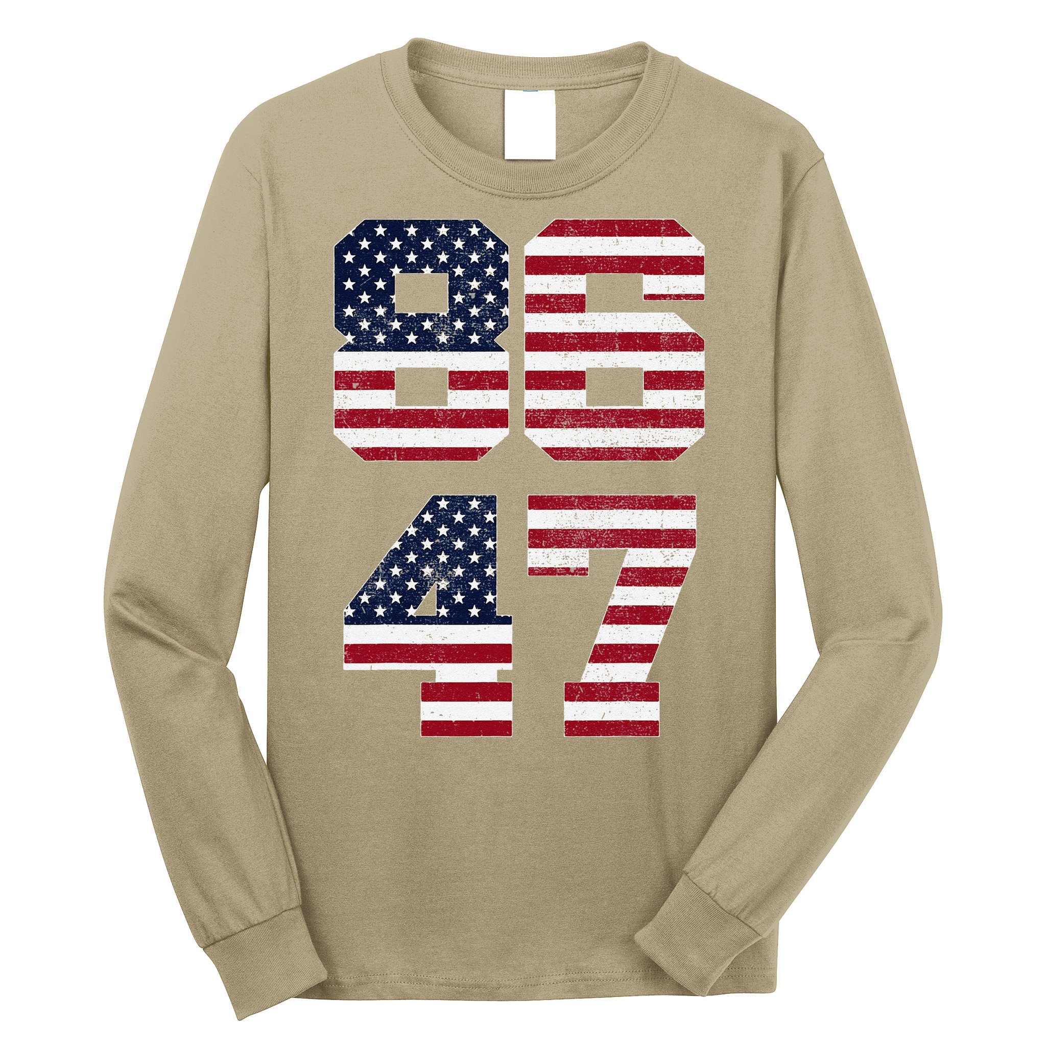 8647 Subtle Anti Funy 86 47 Retro America Flag Long Sleeve Shirt