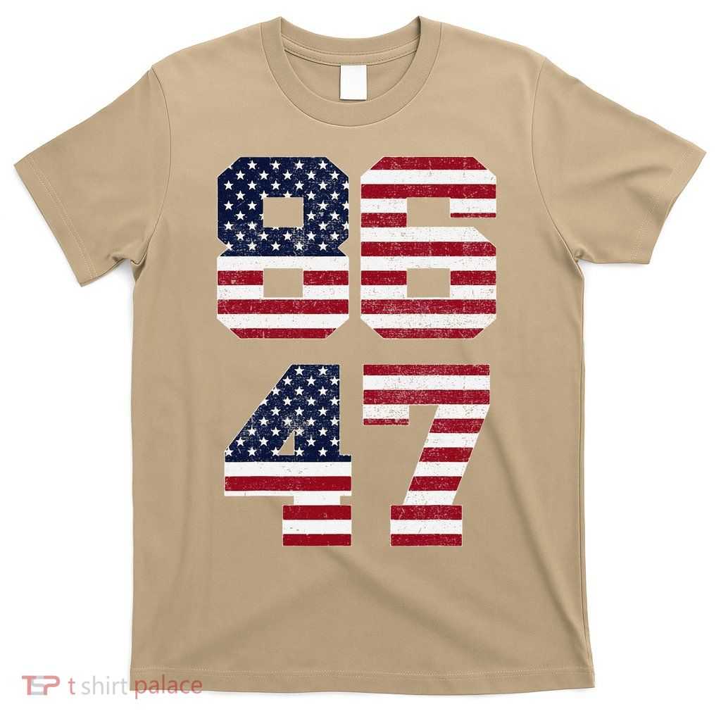 8647 Subtle Anti Funy 86 47 Retro America Flag T-Shirt