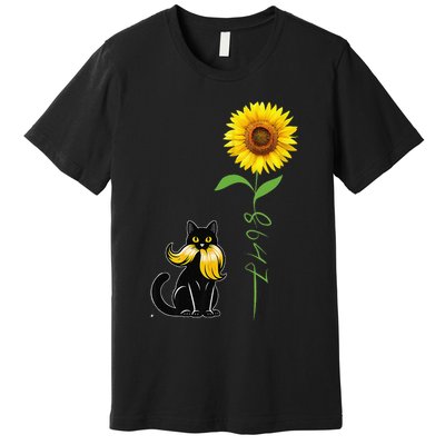 8647 Subtle Anti Trump 86 47 Cat Sunflower Premium T-Shirt