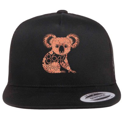 8647 Subtle Anti Trump 86 47 Floral Koala Boho Style Flat Bill Trucker Hat