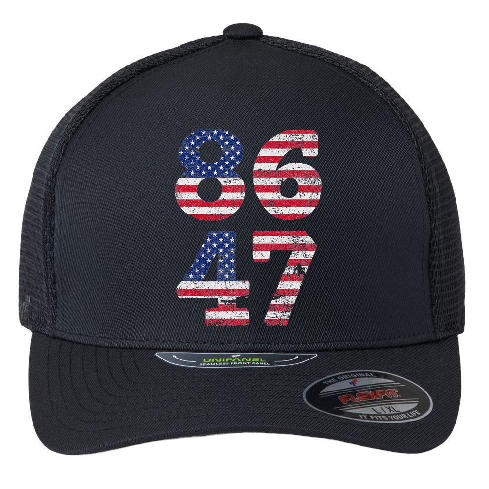 8647 Subtle Anti Trump Ironic Distressed Usa Flag Flexfit Unipanel Trucker Cap