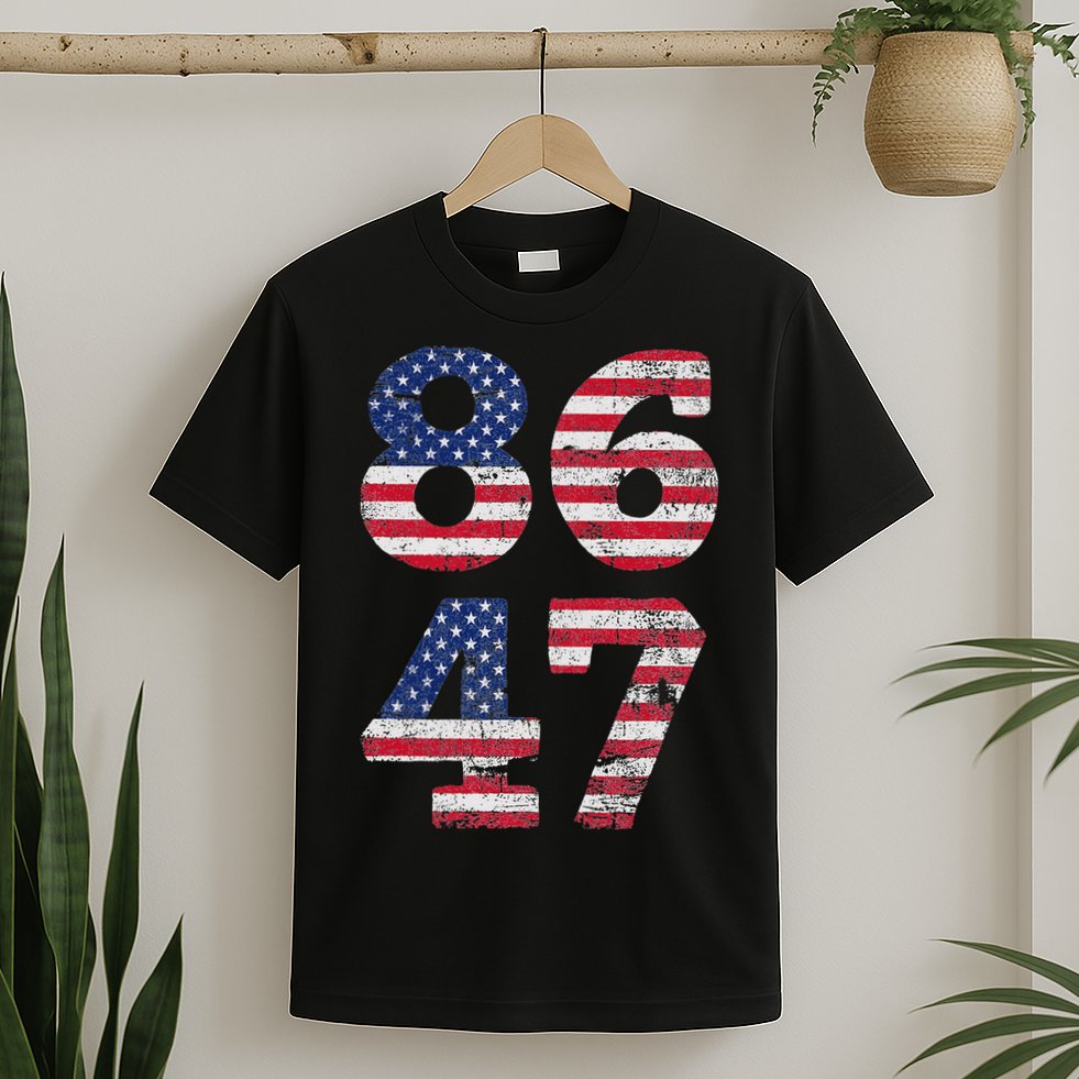 8647 Subtle Anti Trump Ironic Distressed Usa Flag T-Shirt