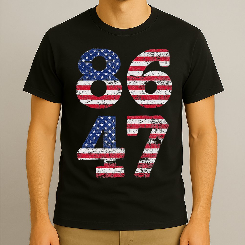 8647 Subtle Anti Trump Ironic Distressed Usa Flag T-Shirt