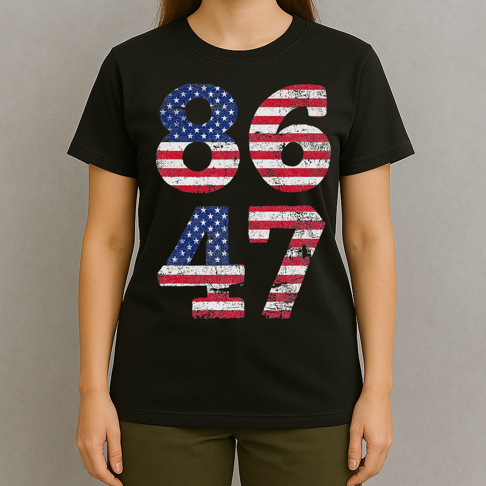8647 Subtle Anti Trump Ironic Distressed Usa Flag T-Shirt